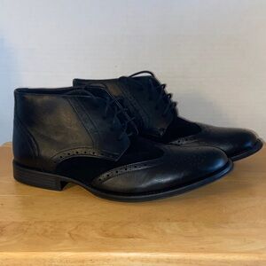 Alpine Swiss Men's leather/suede Black Oxford Shoes size 10